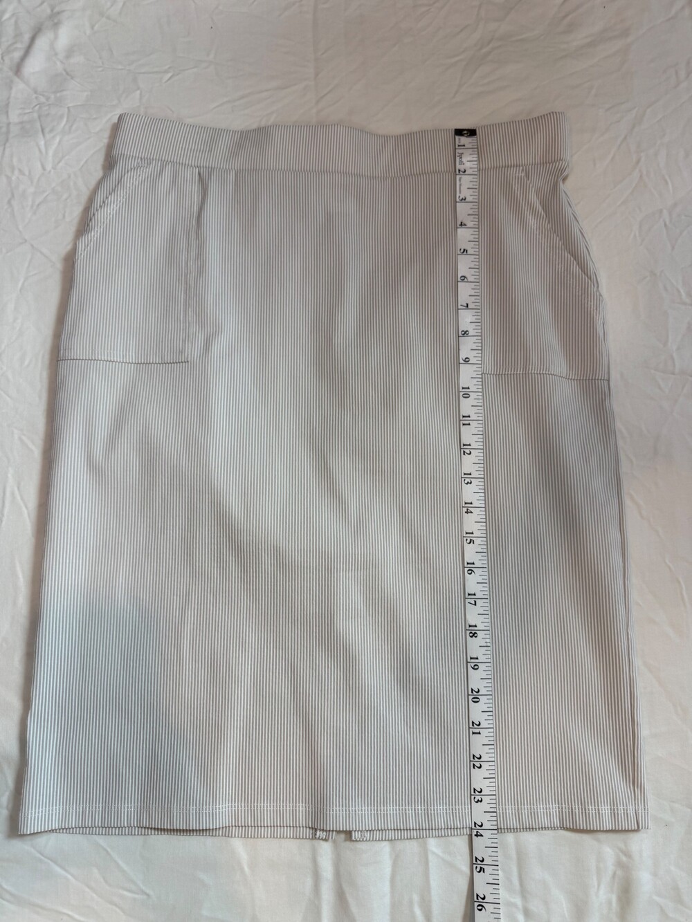 89th & Madison Striped Tan Pencil Skirt with Pockets - Large